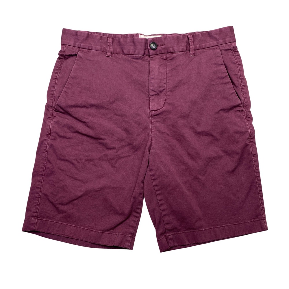 Everlane Mens Performance‎ Chino Shorts 32 Fits 31" Burgundy Maroon Stretch